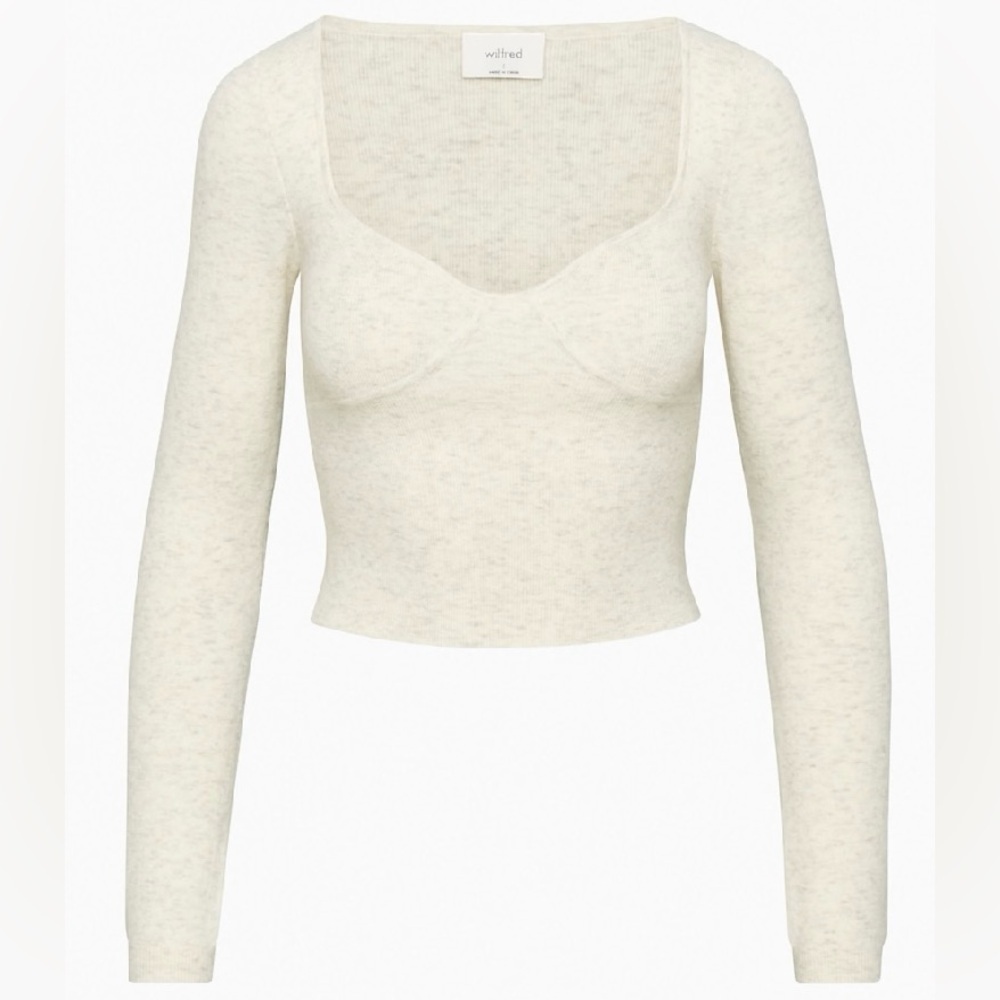 Aritzia Wilfred Wool Blend Greer Sweetheart Bustier Cream Sweater Size Small - Picture 6 of 14
